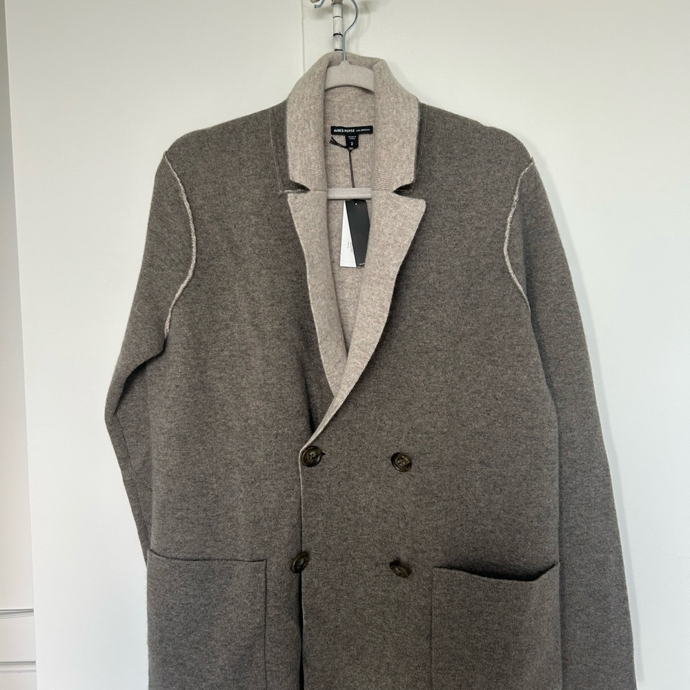 James Perse Gray and Cream cashmere sweater/coat (knit) new with tags